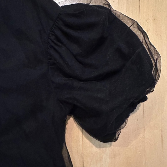 Simone Rocha Black tulle T- shirt maxi dress with pearl neck, L  PG1485 - Picture 4 of 6